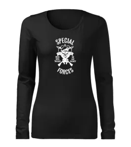 DRAGOWA Slim dámské tričko s dlouhým rukávem special forces, černá 160g / m2 - XXL