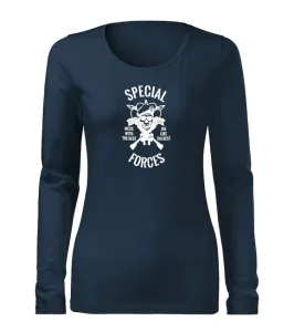 DRAGOWA Slim dámské tričko s dlouhým rukávem special forces, tmavě modrá160g / m2 - M #4278188