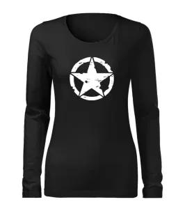 DRAGOWA Slim dámské tričko s dlouhým rukávem star, černá 160g / m2 - XS #4278192