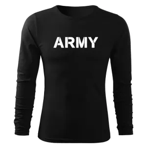 DRAGOWA Fit-T tričko s dlouhým rukávem army, černá 160g / m2 - L