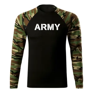 DRAGOWA Fit-T tričko s dlouhým rukávem army, woodland 160g / m2 - L
