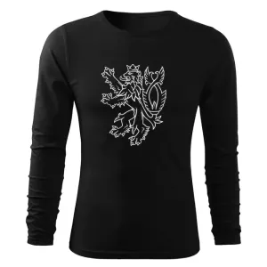 DRAGOWA Fit-T tričko s dlouhým rukávem český lev, černá 160g/m2 - 3XL