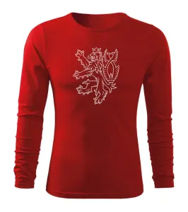 DRAGOWA Fit-T tričko s dlouhým rukávem český lev, červená 160g / m2 - L