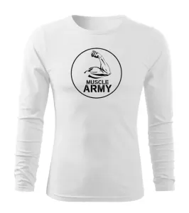 DRAGOWA Fit-T tričko s dlouhým rukávem muscle army biceps, bílá 160g / m2 - S #4275020