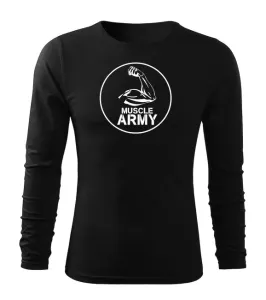 DRAGOWA Fit-T tričko s dlouhým rukávem muscle army biceps, černá 160g / m2 - M