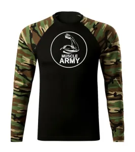 DRAGOWA Fit-T tričko s dlouhým rukávem muscle army biceps, woodland 160g / m2 - S