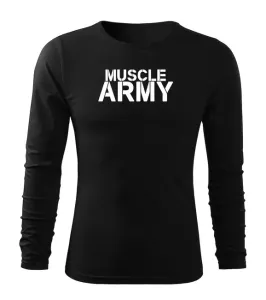 DRAGOWA Fit-T tričko s dlouhým rukávem muscle army, černá 160g / m2 - L