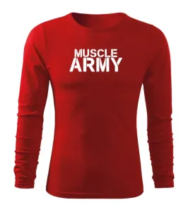 DRAGOWA Fit-T tričko s dlouhým rukávem muscle army, červená 160g / m2 - L