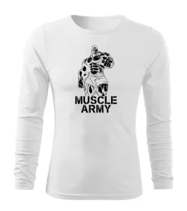 DRAGOWA Fit-T tričko s dlouhým rukávem muscle army man, bílá 160g / m2 - M