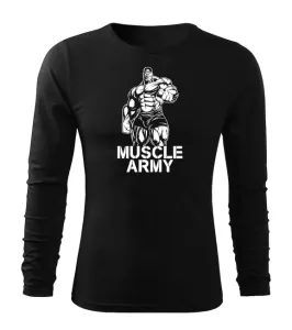 DRAGOWA Fit-T tričko s dlouhým rukávem muscle army man, černá 160g / m2 - L