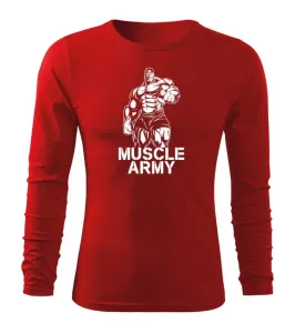 DRAGOWA Fit-T tričko s dlouhým rukávem muscle army man, červená 160g / m2 - L