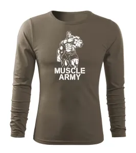 DRAGOWA Fit-T tričko s dlouhým rukávem muscle army man, olivová 160g / m2 - M