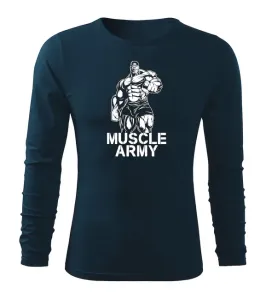 DRAGOWA Fit-T tričko s dlouhým rukávem muscle army man, tmavě modrá 160g / m2 - 3XL