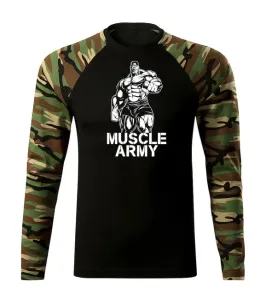 DRAGOWA Fit-T tričko s dlouhým rukávem muscle army man, woodland 160g / m2 - M