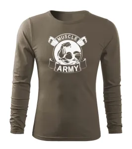 DRAGOWA Fit-T tričko s dlouhým rukávem muscle army original, olivová 160g / m2 - XL