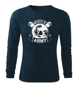 DRAGOWA Fit-T tričko s dlouhým rukávem muscle army original, tmavě modrá 160g / m2 - 3XL