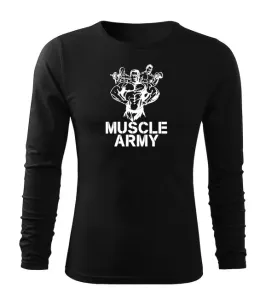 DRAGOWA Fit-T tričko s dlouhým rukávem muscle army team, černá 160g / m2 - M