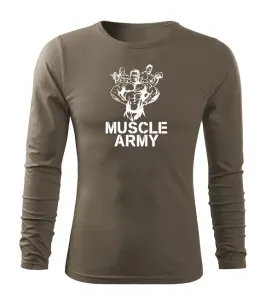 DRAGOWA Fit-T tričko s dlouhým rukávem muscle army team, olivová 160g / m2 - XL