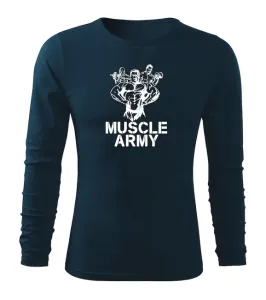 DRAGOWA Fit-T tričko s dlouhým rukávem muscle army team, tmavě modrá 160g / m2 - 3XL