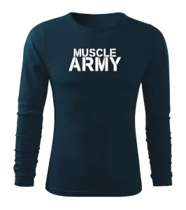 DRAGOWA Fit-T tričko s dlouhým rukávem muscle army, tmavě modrá 160g / m2 - L