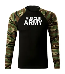 DRAGOWA Fit-T tričko s dlouhým rukávem muscle army, woodland 160g / m2 - M
