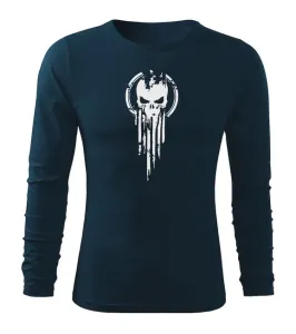 DRAGOWA Fit-T tričko s dlouhým rukávem muscle skull, tmavě modrá 160g / m2 - L