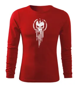 DRAGOWA Fit-T tričko s dlouhým rukávem skull, červená 160g / m2 - XXL #4275366