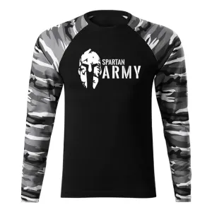 DRAGOWA Fit-T tričko s dlouhým rukávem spartan army, metro 160g / m2 - M