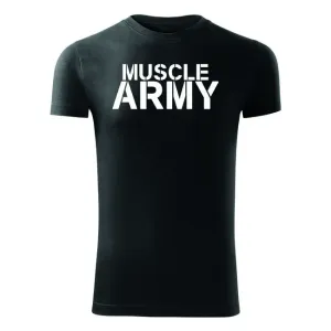 DRAGOWA fitness tričko muscle army, černá 180g/m2 - S