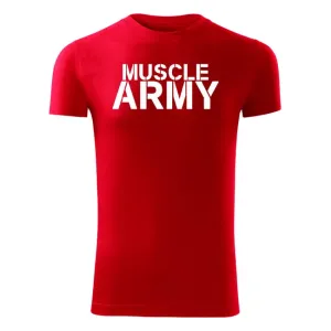 DRAGOWA fitness tričko muscle army, červená 180g/m2 - L
