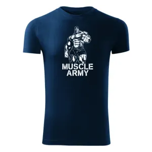 DRAGOWA fitness tričko muscle army man, modrá 180g/m2 - S #4275569