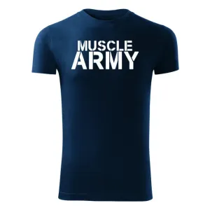 DRAGOWA fitness tričko muscle army, modrá 180g/m2 - M #4275645