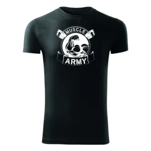 DRAGOWA fitness tričko muscle army original, černá 180g/m2 - M #4275590