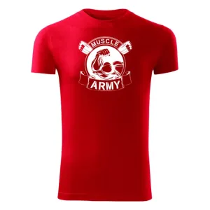 DRAGOWA fitness tričko muscle army original, červená 180g/m2 - XL