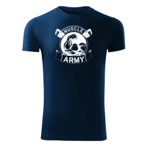 DRAGOWA fitness tričko muscle army original, modrá 180g/m2 - XXL #4275598