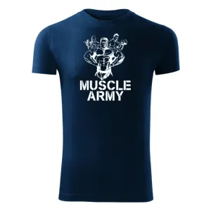 DRAGOWA fitness tričko muscle army team, modrá 180g/m2 - S #4275619