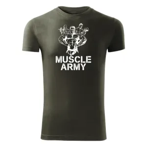 DRAGOWA fitness tričko muscle army team, olivová 180g/m2 - XXL