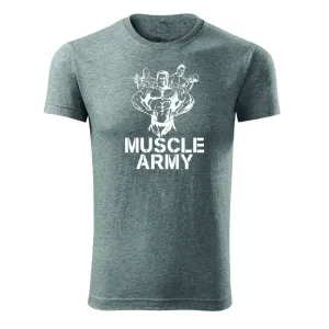 DRAGOWA fitness tričko muscle army team, sivá 180g/m2 - L