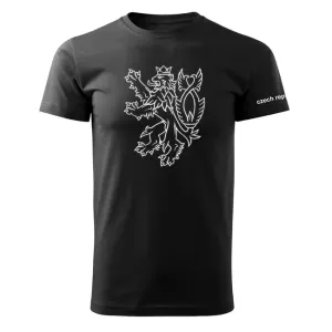 DRAGOWA krátké tričko český lev, černá 160g/m2 - L