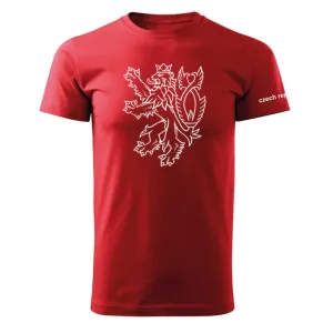 DRAGOWA krátké tričko český lev, červená 160g/m2 - 5XL