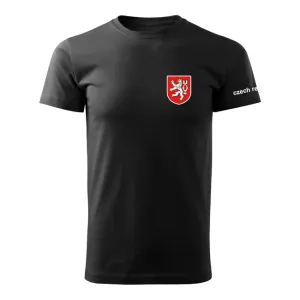 DRAGOWA krátké tričko malý barevný český znak, černá 160g/m2 - XL