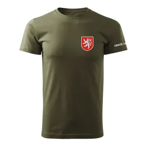 DRAGOWA krátké tričko malý barevný český znak, olivová 160g/m2 - 4XL #4275993