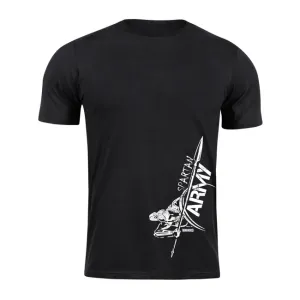 DRAGOWA krátké tričko spartan army Myles, černá 160g/m2 - XS