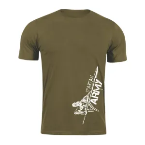 DRAGOWA krátké tričko spartan army Myles, olivová 160g/m2 - 3XL