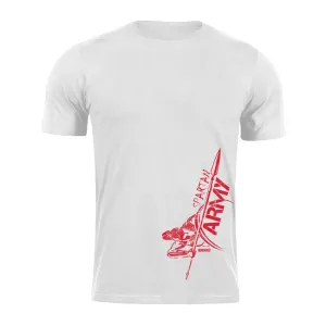 DRAGOWA krátké tričko spartan army RedMyles, bílá 160g/m2 - XL