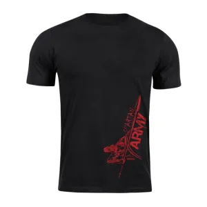 DRAGOWA krátké tričko spartan army RedMyles, černá 160g/m2 - 4XL