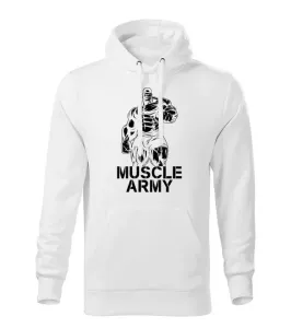 DRAGOWA pánská mikina s kapucí muscle army man, bílá 320g / m2 - L