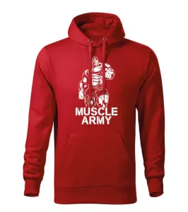 DRAGOWA pánská mikina s kapucí muscle army man, červená 320g / m2 - 3XL #4277159