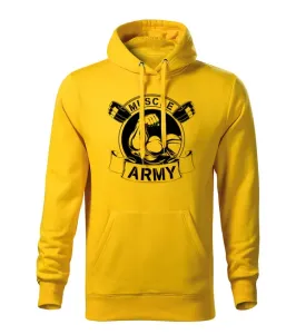 DRAGOWA pánská mikina s kapucí muscle army original, žlutá 320g / m2 - XL