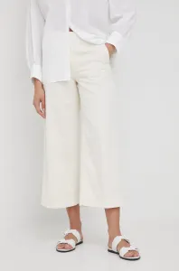 Bavlněné kalhoty Drykorn dámské, béžová barva, široké, medium waist #2009691